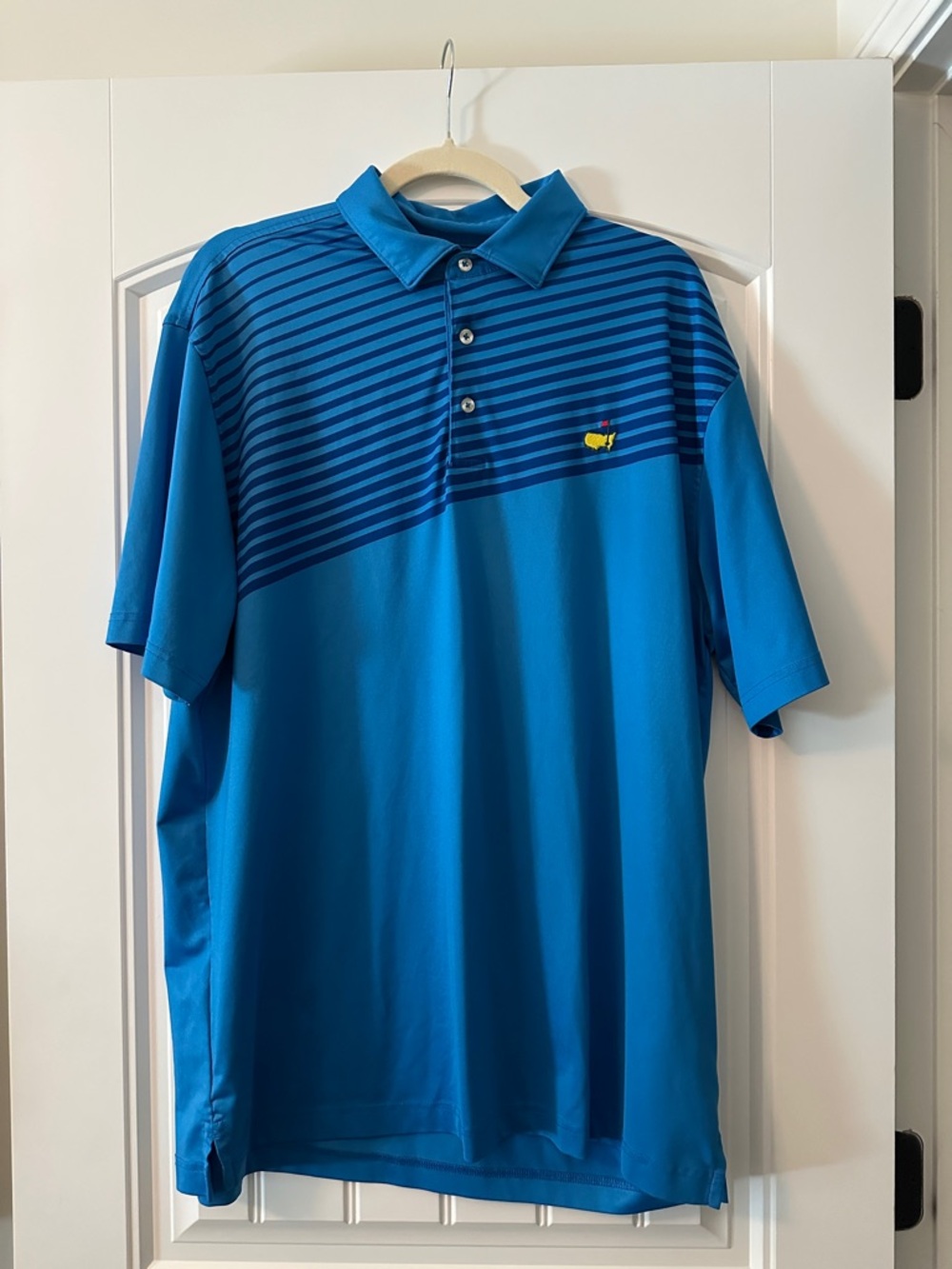Masters Tech Men's Blue Striped Polo